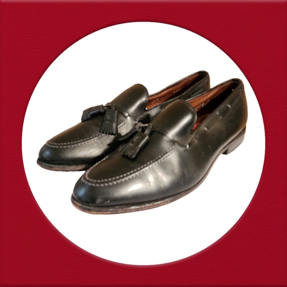 Men Vintage Leather Black Tassel Dress Shoes By Allen Edmonds Size 11.5 main image 4